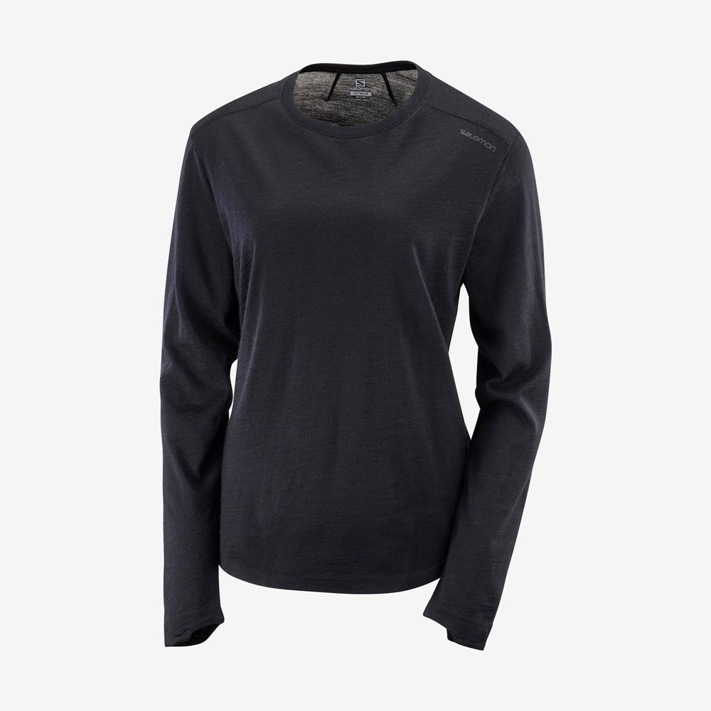 Salomon Israel OUTLIFE MERINO LS W - Womens Midlayers - Black (OILA-20571)